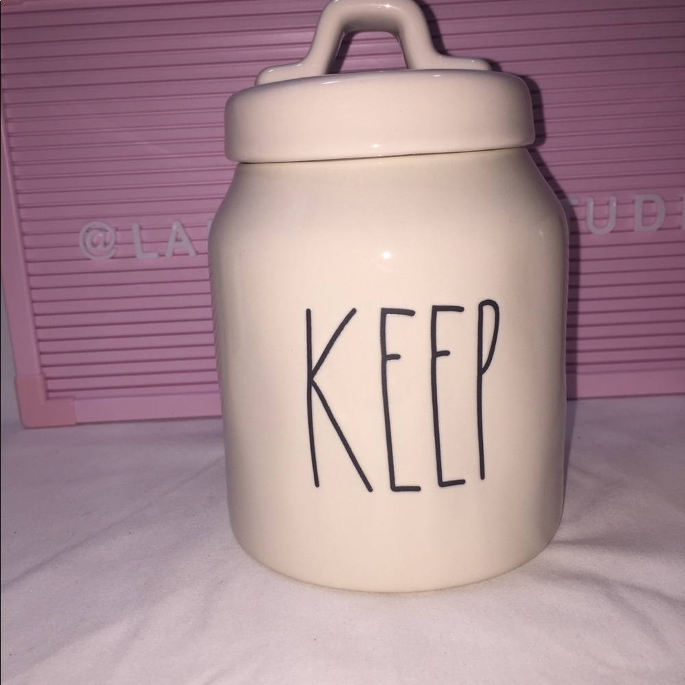 Rae Dunn Canister KEEP ceramic small chunky lid